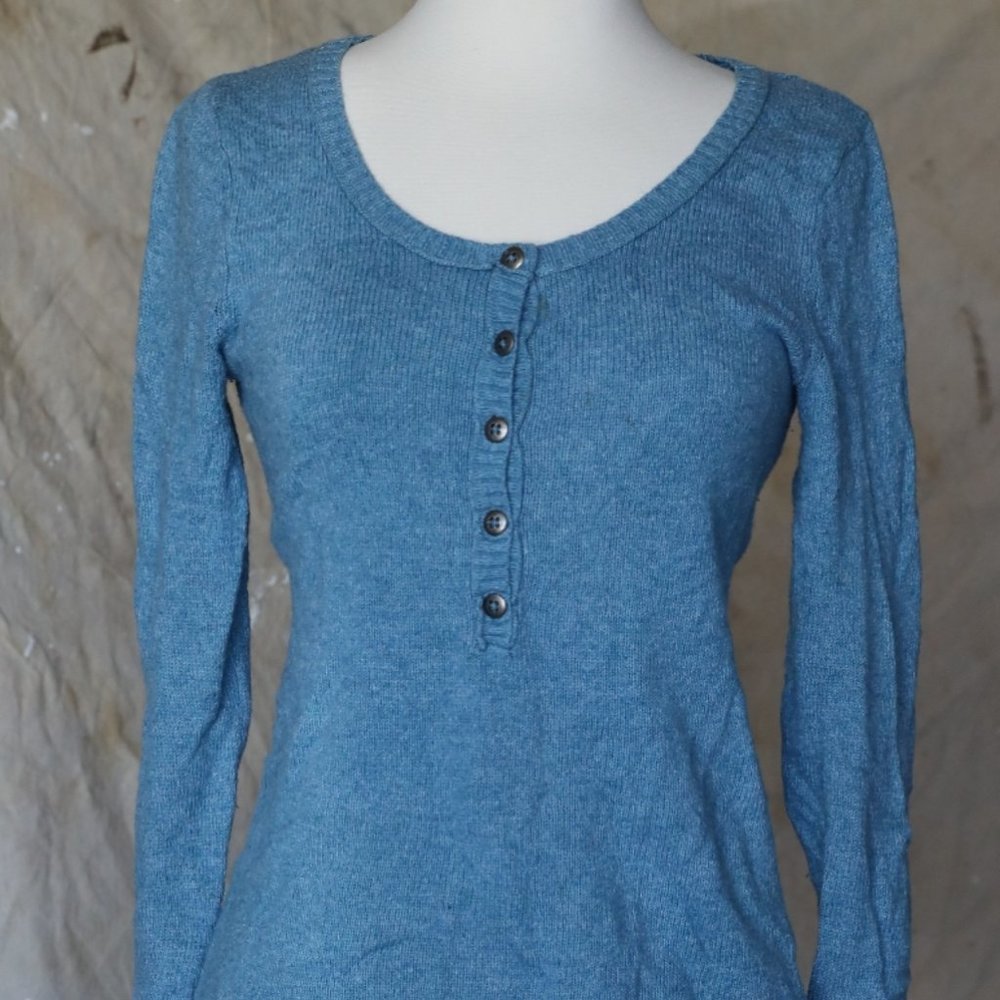 H&M LOGG blue sweater 3/4 sleeve sz S